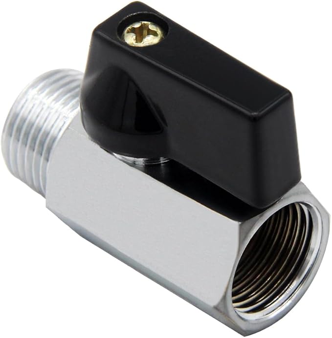 Brass Mini Ball Valve 3/8" NPT Female x Male Thread Shut Off Valve Chrome Plated (Pack of 4)
