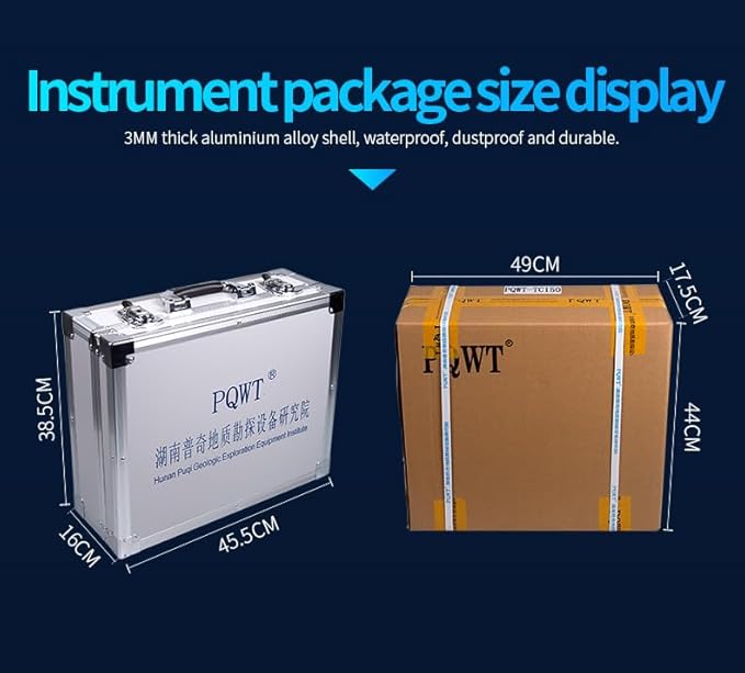 PQWT CL500 Water Leak Detectors for Home and Outside Wall Water Pipe Detector Acoustic Pipeline Leakage Detection Kit Professional Sensor Noise Reduce Headphone LCD Touchscreen Carry Case 5 Meters
