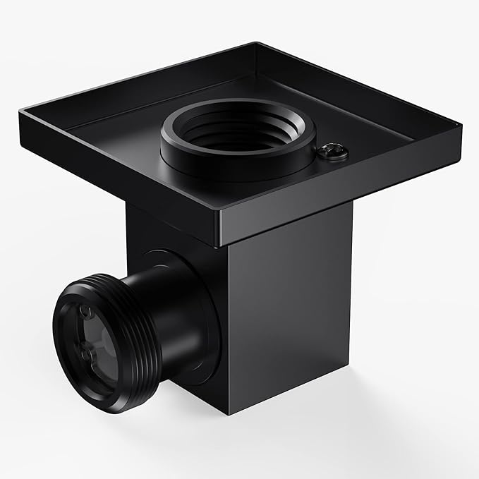 Wall Mounted Supply Elbow, Wall Elbow for Hand Shower, Solid Brass Square Wall Supply Elbow, Check Valve Included (Square, Matte Black)