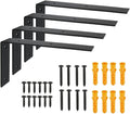 Alise Floating Shelf Brackets Heavy Duty L-Shaped Wall Brackets - Black Angle Corner Braces for Shelves, Stainless Steel Reinforced Shelf Support Bracket for Wooden Boards 9x5 Inch,Pack of 4