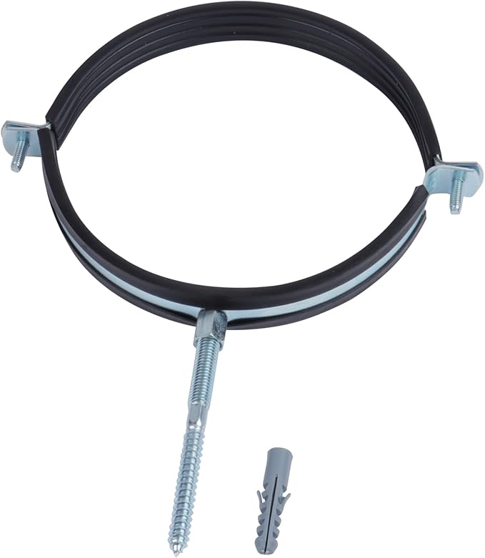 2 PCS Split Ring Pipe Hanger, Heavy Duty Adjustable Pipe Bracket Clamp with Screw & Expansion Tube, Wall Ceiling Mount Galvanized Iron Pipe Strap Supports for Pipe OD 5.4-5.6 Inch(138-142mm)