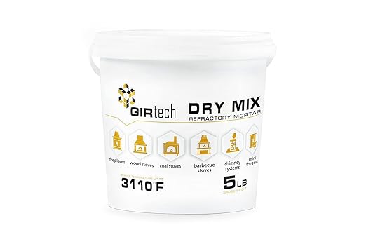 Refractory Cement Dry Mix Mortar 5 LB 3110 Degree °F High Temp Heat Resistant Mortar for Repairing & Masonry, Fire Brick Lining Fire Pit, Fireplace, Kiln, Furnace, Forge