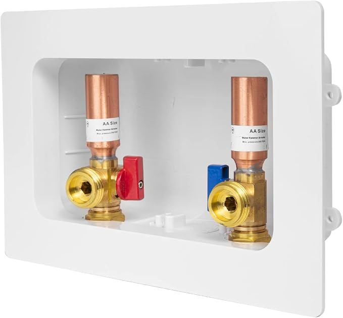 EFIELD Premium Washing Machine Outlet Box with Center Drain, 1/2 inch CPVC x 3/4 inch MHT (1/2"-Inch CPVC Connection with Copper Water Hammer Arrestor,(WM021)