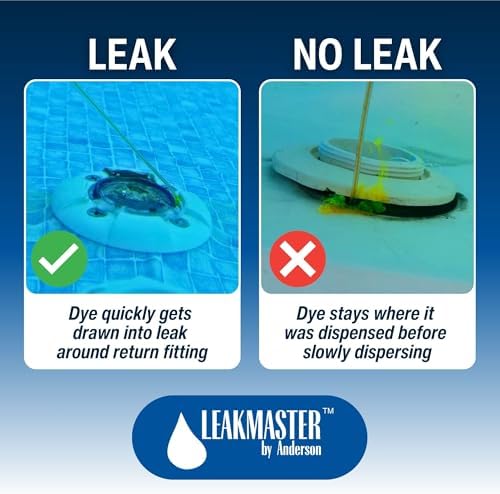 Leakmaster Pool Leak Detection Kit – 8 oz Yellow Dye with Reusable Syringe – High-Visibility Leak Finder for Pools, Hot Tubs & Spas – 40+ Refills– Professional Water Tracing Tool (2 Pack)