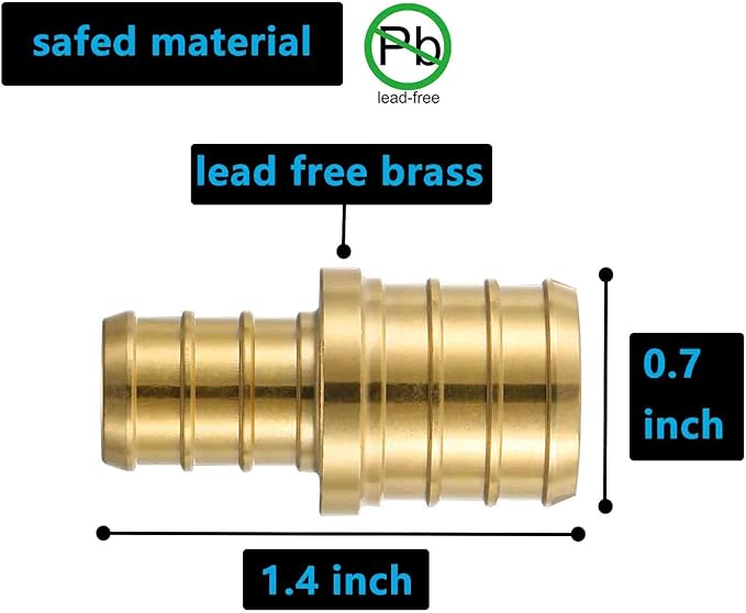(10 Pack) Lidertik PEX Fittings 3/4 to 1/2 Reducer Adapter Brass Coupling LI-APXC1234(10 Pieces)