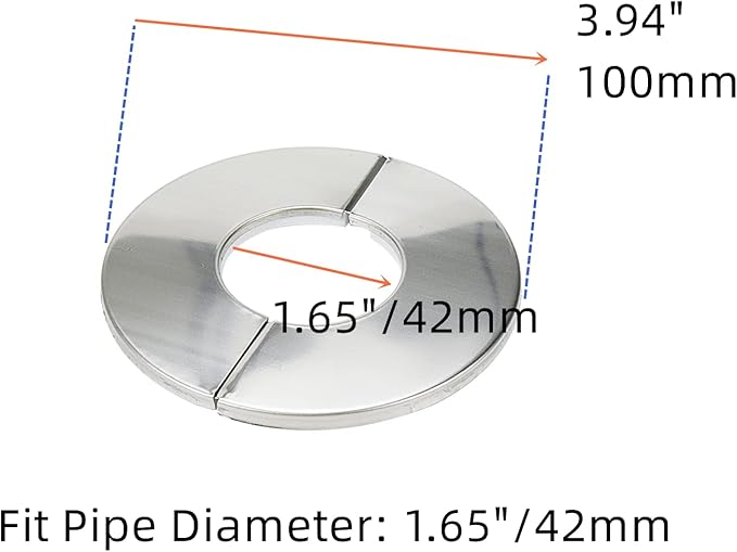Wall Split Flange, Stainless Steel Round Escutcheon Plate for 1.65"/42mm Diameter Pipe, Pack of 2