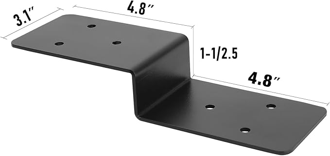 4 PCS 3"x 5" Z Brackets Post to Beam Support, Heavy Duty Carbon Steel Double Angle Channel Angle Support for Wood Shelf Fixing Timber Connector Pergola Bracket