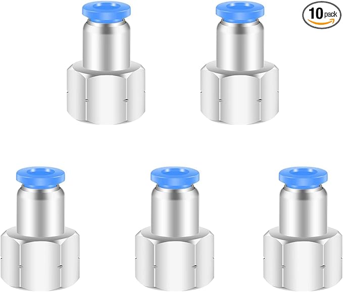 1/8 Female Npt Push to Connect Fittings,CEKER 6MM x 1/8" NPT Female Thread Air Fittings 6MM Quick Connect Air Lines Fittings Pneumatic Tubing Fitting Push in Connector 10Packs