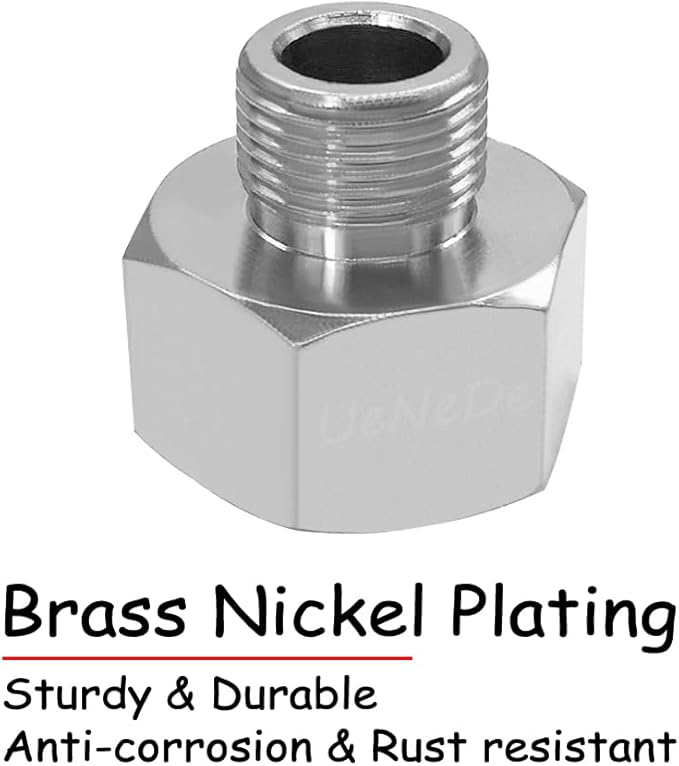 3PCS Water Line Adapter, 1/2" Female to 3/8" Male Reducer Connector, Brass Nickel Plating Compression Fitting for Kitchen Bathroom Faucet Supply Line Hose Stop Valve with Rubber Washer