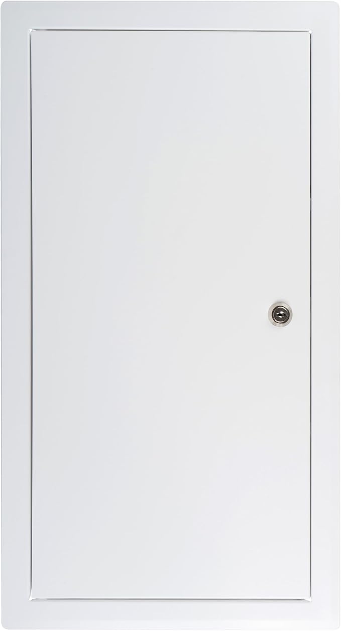 10" x 20" Lockable White Metal Access Panel. Service Shaft Door Panel with Key. Plumbing, Electricity, Heating, Alarm Wall Access Panel for Drywall. Bathroom Services Access Hole Cover.