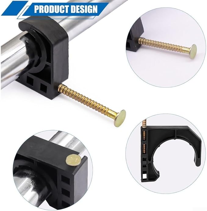 50 Pcs J Hook Pipe Clamps 12 Inch With Nails For Reliable Holding Of For PEX, Copper, CPVC, PVC, And Metal Pipes During Installation