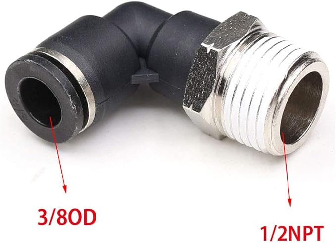 CEKER 1/2 Npt 90 Degree Quick Connect Elbow Air Tube Fittings - 3/8 inch to 1/2 npt, Push to Connect 10Packs