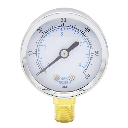 Pressure Gauge 0-60PSI 2" Dial Stainless Steel Case 1/4" NPT Male Brass Bottom Mount Universal Multifunctional