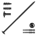 #14 x 6 Inch Lag Screws (192Pcs) 8lb. Structural Wood Screw, Black, Carbon Steel, Washer Head, Rust Resistant epoxy Coated, T30 Star Bit