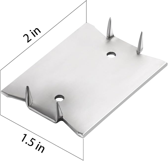 Wensilon(30 pcs) Stainless Steel 304 1.5X2 Inch 16-Gauge Anti-Nail Protection Plate Shield, Nail Plate for Wood Studs, Steel Cable Wire Protector Plate with Sharp Pointed Prongs