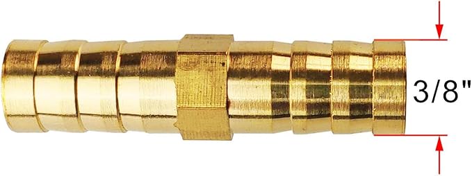 10PCs 3/8" Brass Hose Barb Fitting Straight Shape Barbed Splicer Mender Union Fitting for Oil Water Air