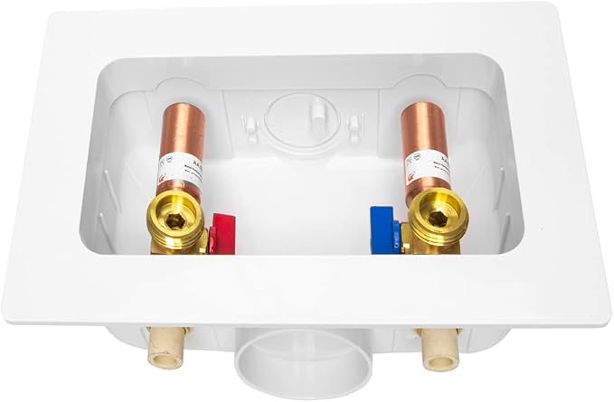 EFIELD Premium Washing Machine Outlet Box with Center Drain, 1/2 inch CPVC x 3/4 inch MHT (1/2"-Inch CPVC Connection with Copper Water Hammer Arrestor,(WM021)