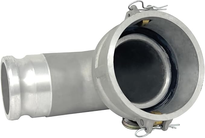 Gloxco Aluminum Type DA Cam and Groove Hose Fitting, 90 Degree Elbow Reducer, 4" Female Camlock x 3" Male Camlock (CAM-4030-DA90-AL)