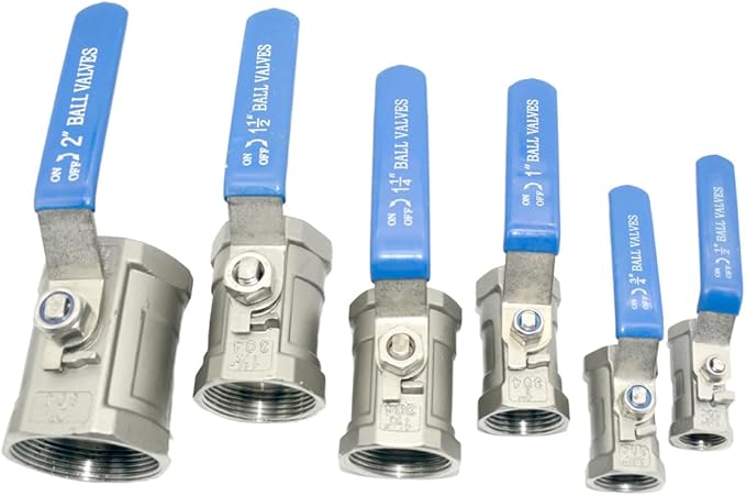 VARMHUS 1/2" Stainless Steel 304 Ball Valve 1Pc Type NPT Female Threaded with Heavy Duty Blue Vinyl Insulation Handle,CF8M Ristricted Flow,1000 WOG (1/2")