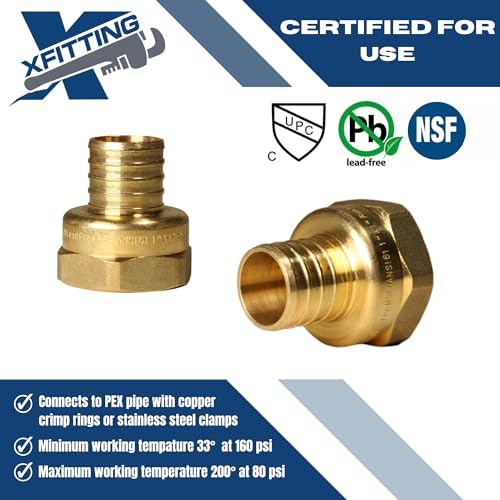 10 Pack XFITTING 1 inch Pex x 1 inch Female NPT Adapter, 1" Pex Female
