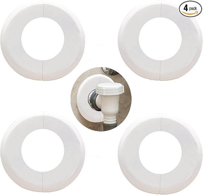 4 Pcs Wall Split Flange, Plumbing Cover Plates, Self-Adhesive ABS Escutcheon Plate for Faucet Kitchen Toilet Decorative (51mm/2.01in)
