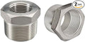 Beduan Stainless Steel Reducer Hex Bushing, 1" Male NPT to 3/8" Female NPT, Reducing Cast Pipe Adapter Fitting(Pack of 2)