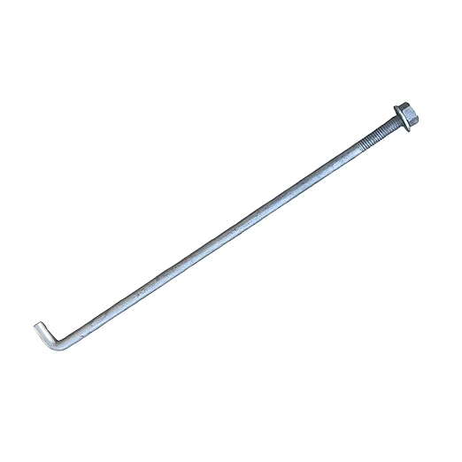 Sandbaggy 1/2" x 16" Threaded Concrete Anchor L-Bolts (Nuts & Washers Included) - Hot Dipped Galvanized - Sill Plate, Base Plate, Masonry, Wood, Cement Anchors, J Bolt (1300, 1/2" x 16")