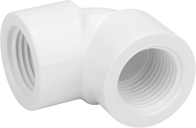 10Pack 1/2" Double Female Thread 90 Degree PVC Elbow Pipe Fitting Connector SCH40 1/2Inch F to F Threaded 90 Degree Elbow PVC Corner Adapter Pipe Fitting for Sprinkler, Irrigation