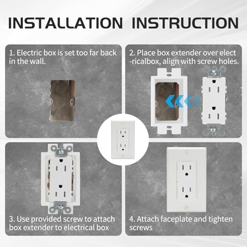 BE1 10pcs Electrical Outlet Box Extender with 20 Screws, Box Electrical Power Outlet Box Extender, Singer Gang Power Switch Receptacles Accessories (SLK1) (10)