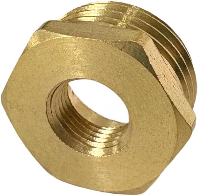 1/2" NPT Male x 1/8" NPT Female Brass Reducer Hex Bushing Threaded Pipe Fitting Reducing Adapter Pack of 2