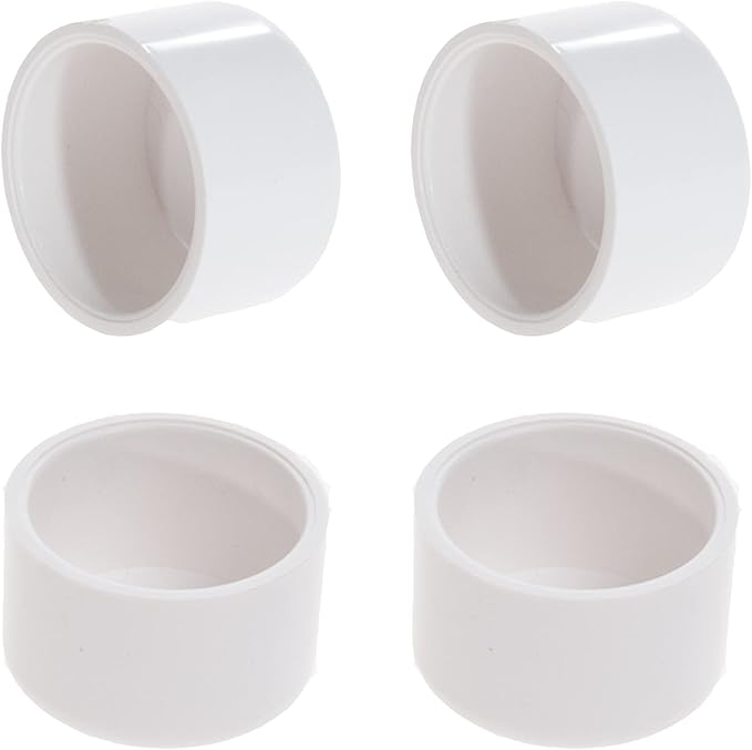 PVC Pipe End Cap Fitting Furniture Grade PVC Pipe End Cap Plug Adapter (3 inch (4 Pack))
