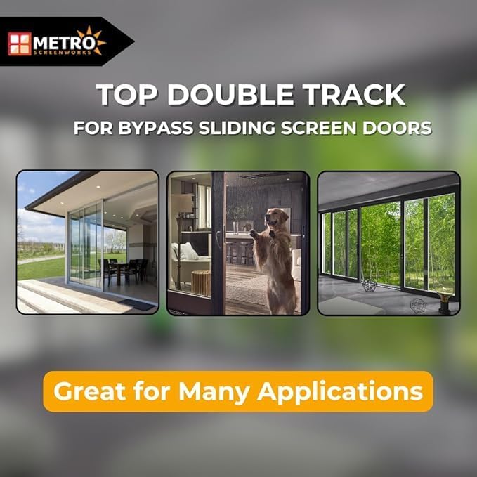 Top Double Channel Track for Bypass & French Sliding Screen Doors - Replacement Sliding Screen Door Upper Tracking System Hardware - Bronze Aluminum Track - 1-1/2” Wide 1” Deep - 48 in, 3 Piece