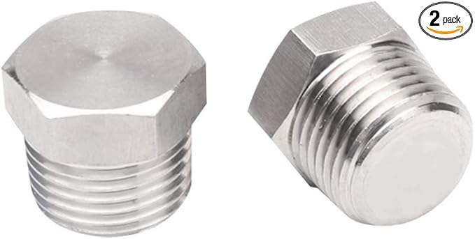 Joywayus 2Pcs Stainless Steel Outer Hex Thread Socket Pipe Plug Fitting 3/4" NPT Male