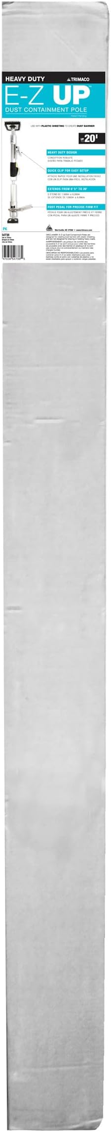 Trimaco 54738 Heavy Duty E-Z Up 20ft. Dust Containment Pole, 2 Pack, Silver, 40 Foot