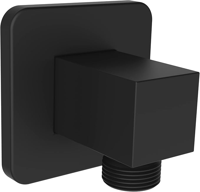 Aquaiaw Wall Supply Elbow with Flange, Tapered 1/2 NPT Female Inlet, Solid Brass Wall Union, Square Water Supply Elbow, Electroplate Matte Black, G1/2 Outlet