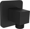 Aquaiaw Wall Supply Elbow with Flange, Tapered 1/2 NPT Female Inlet, Solid Brass Wall Union, Square Water Supply Elbow, Electroplate Matte Black, G1/2 Outlet