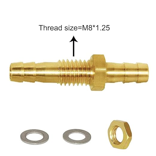 Joywayus 3/16" Hose Barb Thru-Bulk Head Hex Union Brass Fitting with Flat Washer Gasket Water/Fuel/Air (Pack of 5)