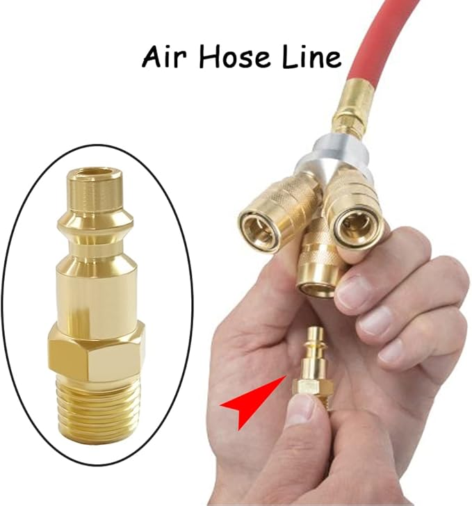 2PCS Brass 1/4 Inch NPT Ball Valve and Air Connect, 1/4" NPT Male to Female Shut-off Valve with 1/4" NPT Male Industrial Air Hose Quick Plug for Air Compressor Pneumatic Coupler Fitting Adapter