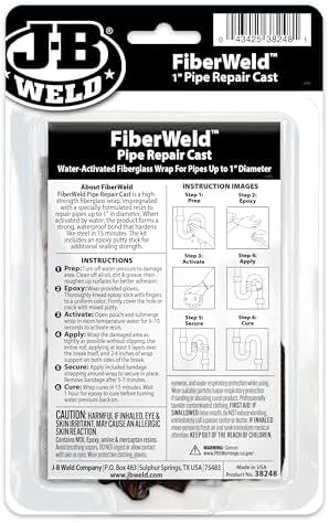 FiberWeld Pipe Repair Cast 2x48 Inch – High Strength Adhesive Fiberglass Wrap – White