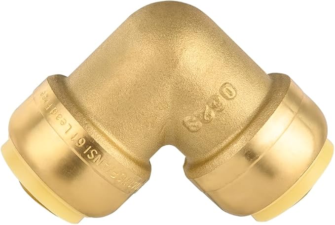 (Pack of 50) EFIELD 3/4-inch 90-Degree Elbow, Push-Fit Brass Fittings to Connect Copper, PEX, CPVC Pipe with 1/2" Disconnect Clip (50, 3/4-inch),(PF-UNI012-50PCS)