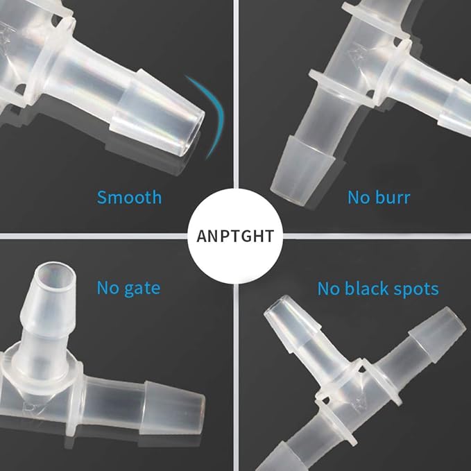 1/2" Tee Fitting Equal Barb 3 Way Hose Barb Adapter for Fuel Gas Liquid Air (Pack of 5)