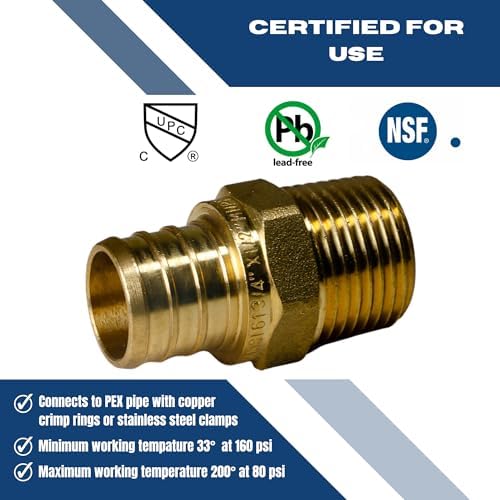 XFITTING 3/4 inch Pex x1/2 inch Male NPT Adapter, 24-4-5=5X, 5 Pieces
