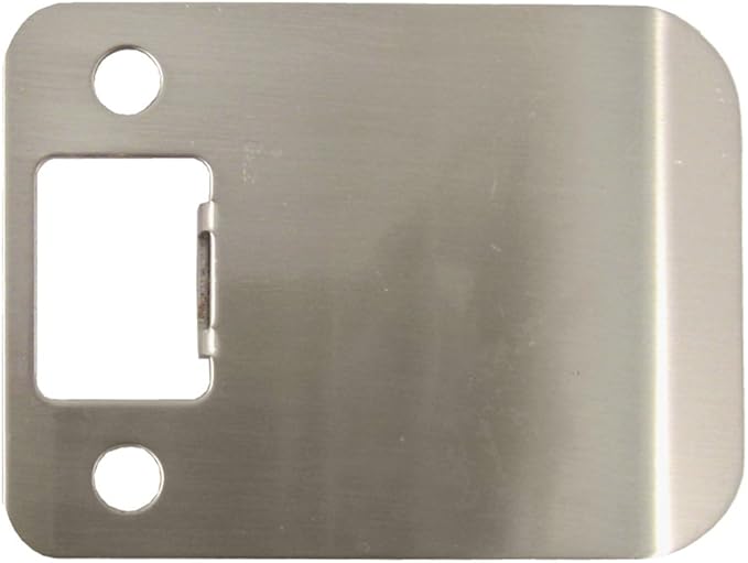 Round Corner Extended Lip Strike Plate, 2-1/4" x 2-1/2", (3" Overall Length), Satin Nickel by Stone Harbor Hardware