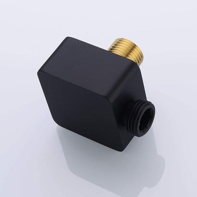 Brass Wall Supply Elbow, Nicmondo G1/2” Square Shower Hose Connector, Drop Ell Wall-mounted Union Water Outlet for Handheld Shower Handshower, Matte Black