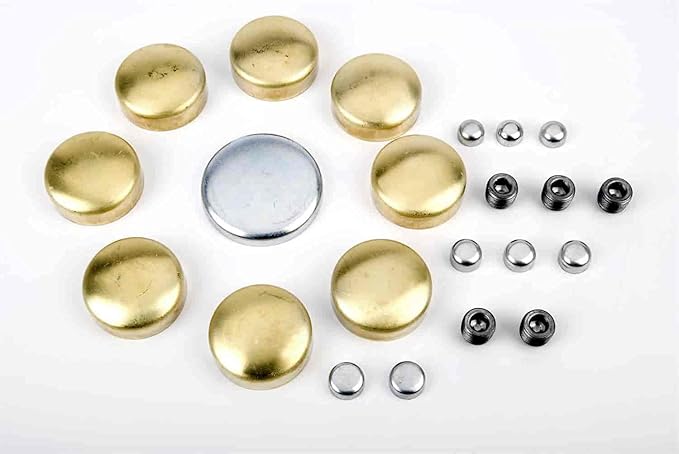 JEGS Brass Freeze Plug Kit | Fits 1957-1997 Small Block Chevy 262-350 | Made In USA | Includes 22 Plugs
