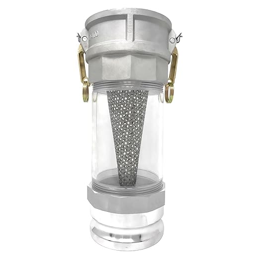 Gloxco 4" in-line Camlock Polycarbonate Sight Glass and Strainer Assembly (CAM-40-SGST-PCAL)