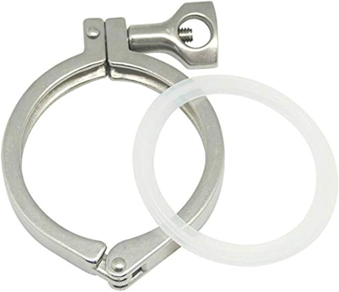QiiMii Single Pin Heavy Duty Tri Clamps with Wing Nut Ferrule TC 3 Inch Stainless Steel 304 Sanitary Fittings with Silicone Gasket