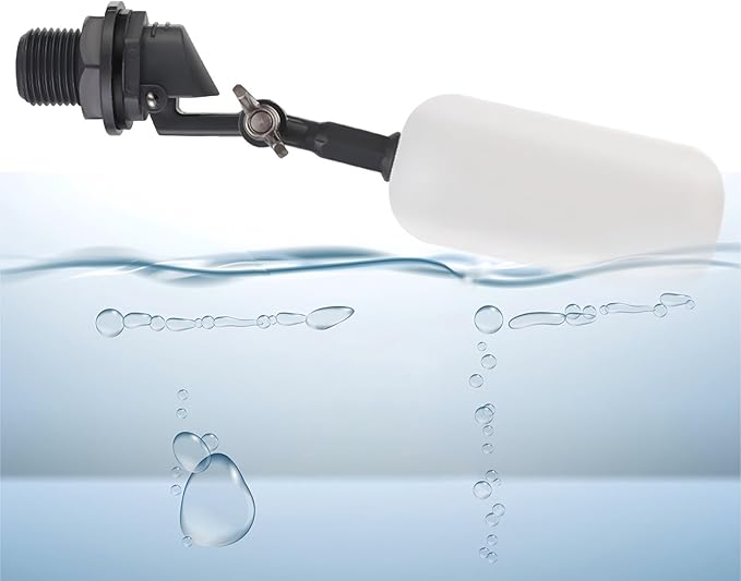 Cxztxcl Float Valve,1/2 Inch Automatic Water System Filler，Adjustable Arm for Ponds,Float Ball Valve,Plastic Aqua Pulse Float Valve，Automatic Water Level Control，Livestock Water Trough