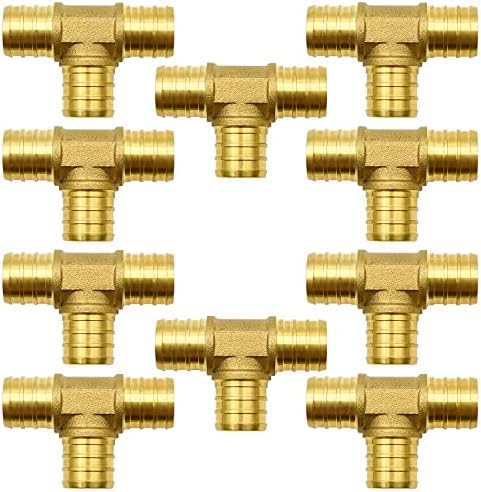 10 Pack 3/4" PEX Fittings, Brass Tee Fittings