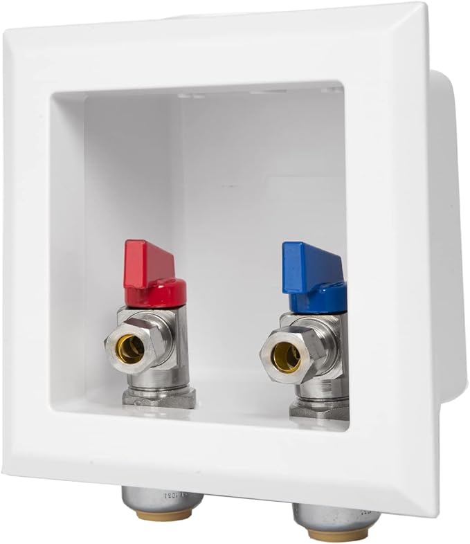 EFIELD Faucet Outlet Box, Pex Pre-assembled 1/2-Inch Push-fit Connection with Installed 1/4-Turn Ball Valve For Hot & Cold Water Supply, Chrome Plate,(FC005)
